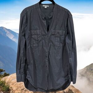 James Perse Gray Long Sleeve City Hipster Ripstop Button Up Women’s Size M